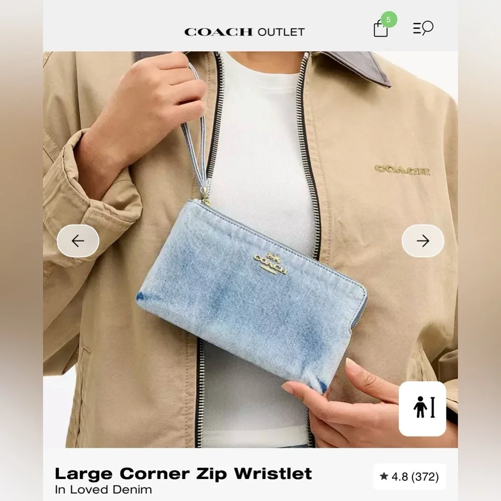 Coach Large Corner Zip Wristlet In Loved Denim - Picture 8 of 9